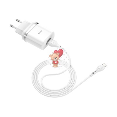 Сетевое зарядное устройство USB Hoco C12Q (18W, QС3.0, кабель MicroUSB) Белый Сетевое зарядное устройство USB Hoco C12Q (18W, QС3.0, кабель MicroUSB) Белый