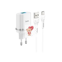 Сетевое зарядное устройство USB Hoco C12Q (18W, QС3.0, кабель Type-C) Белый Сетевое зарядное устройство USB Hoco C12Q (18W, QС3.0, кабель Type-C) Белый