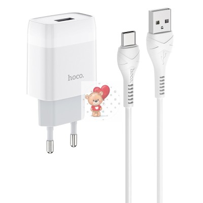 Сетевое зарядное устройство USB Hoco C72A (10.5W, кабель Type-C) Белый