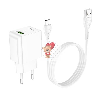 Сетевое зарядное устройство USB Hoco C98A (18W, QС3.0, кабель Type-C) Белый Сетевое зарядное устройство USB Hoco C98A (18W, QС3.0, кабель Type-C) Белый