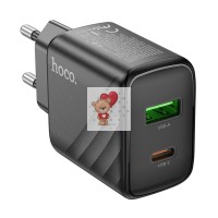 Сетевое зарядное устройство USB/Type-C Hoco CS23A (30W, QC3.0, PD, 2 порта) Черный Сетевое зарядное устройство USB/Type-C Hoco CS23A (30W, QC3.0, PD, 2 порта) Черный