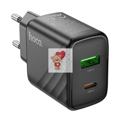 Сетевое зарядное устройство USB/Type-C Hoco CS23A (30W, QC3.0, PD, 2 порта) Черный