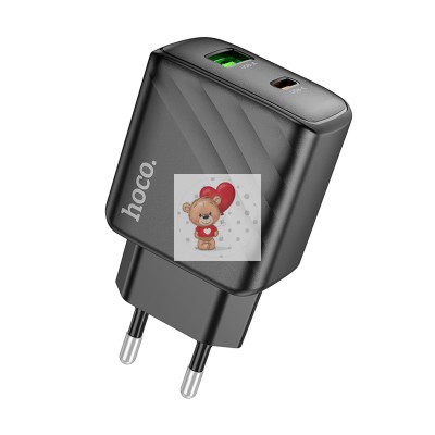 Сетевое зарядное устройство USB/Type-C Hoco CS23A (30W, QC3.0, PD, 2 порта) Черный Сетевое зарядное устройство USB/Type-C Hoco CS23A (30W, QC3.0, PD, 2 порта) Черный