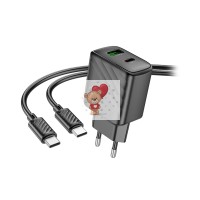 Сетевое зарядное устройство USB/Type-C Hoco CS23A (30W, QC3.0, PD, 2 порта, кабель Type-C-Type-C) Черный Сетевое зарядное устройство USB/Type-C Hoco CS23A (30W, QC3.0, PD, 2 порта, кабель Type-C-Type-C) Черный