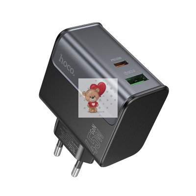 Сетевое зарядное устройство USB/Type-C Hoco CS74A (45W, QC3.0, PD, 2 порта) Черный