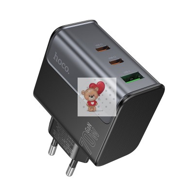 Сетевое зарядное устройство USB/Type-C Hoco CS75A (70W, QC3.0, PD, 3 порта) Черный