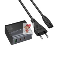 Сетевое зарядное устройство USB/Type-C Hoco CS76A (70W, QC3.0, PD, 3 порта, с сетевым кабелем) Черный