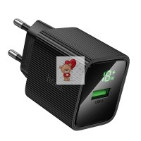 Сетевое зарядное устройство USB Hoco CS81A (18W, QС3.0, с дисплеем) Черный