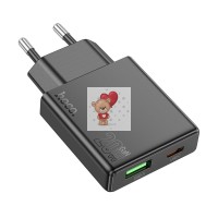 Сетевое зарядное устройство USB/Type-C Hoco N38 (20W, QC3.0, PD, 2 порта) Черный Сетевое зарядное устройство USB/Type-C Hoco N38 (20W, QC3.0, PD, 2 порта) Черный