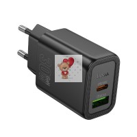 Сетевое зарядное устройство USB/Type-C Hoco N63 (30W, QC3.0, PD, 2 порта, GaN) Черный Сетевое зарядное устройство USB/Type-C Hoco N63 (30W, QC3.0, PD, 2 порта, GaN) Черный
