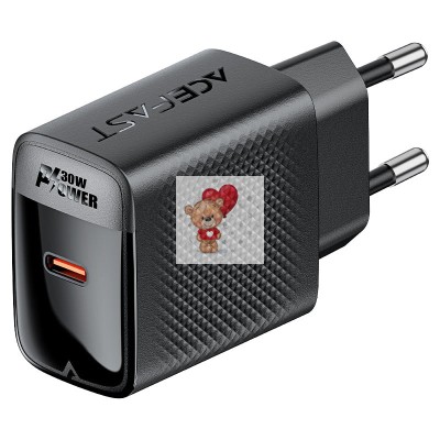 Сетевое зарядное устройство Type-C Acefast A102 (30W, PD, GaN) Черный Сетевое зарядное устройство Type-C Acefast A102 (30W, PD, GaN) Черный