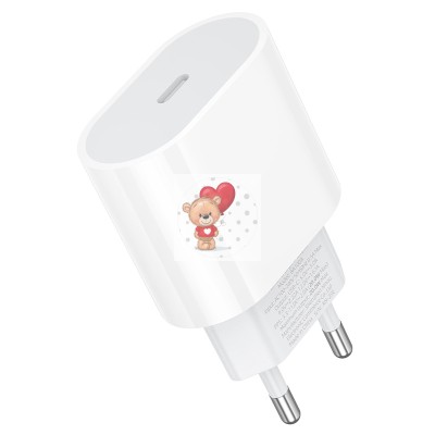 Сетевое зарядное устройство Type-C Borofone BA100A (20W, PD) Белый