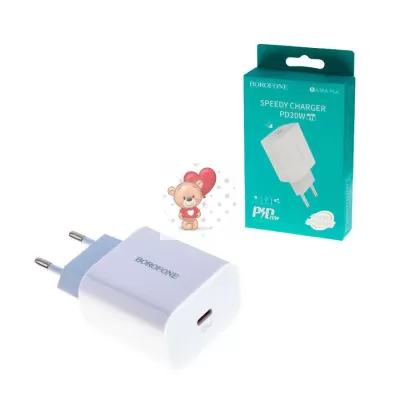 Сетевое зарядное устройство Type-C Borofone BA38A Plus (20W, PD) Белый