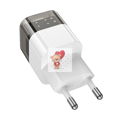 Сетевое зарядное устройство Type-C Hoco C125A (20W, PD, прозрачный) Черный