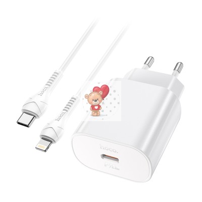 Сетевое зарядное устройство Type-C Hoco N22 (25W, PD, кабель Type-C-Lightning) Белый Сетевое зарядное устройство Type-C Hoco N22 (25W, PD, кабель Type-C-Lightning) Белый