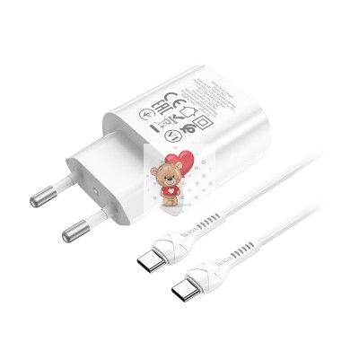 Сетевое зарядное устройство Type-C Hoco N22 (25W, PD, кабель Type-C-Type-C) Белый