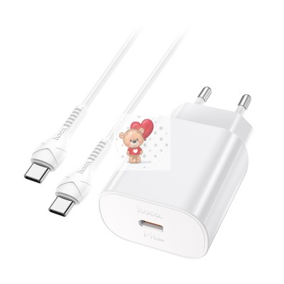 Сетевое зарядное устройство Type-C Hoco N22 (25W, PD, кабель Type-C-Type-C) Белый Сетевое зарядное устройство Type-C Hoco N22 (25W, PD, кабель Type-C-Type-C) Белый