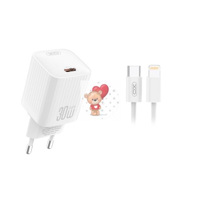 Сетевое зарядное устройство Type-C XO L148 (30W, PD, кабель Type-C-Lightning) Белый Сетевое зарядное устройство Type-C XO L148 (30W, PD, кабель Type-C-Lightning) Белый