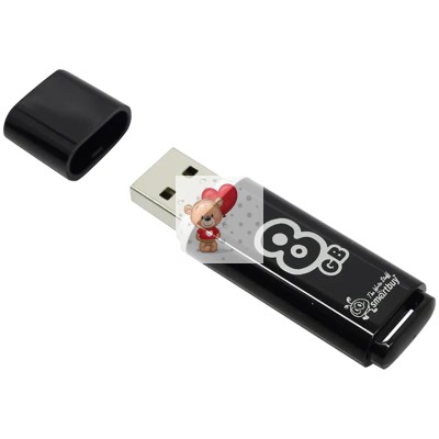 USB-флеш (USB 2.0) 8GB Smartbuy Glossy Черный