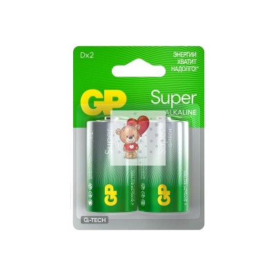 Батарейка D LR20 GP Super Alkaline 1.5V (2 шт. в блистере)