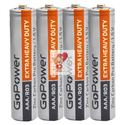 Батарейка AAA R03 GoPower Heavy Duty 1.5V (4 шт. в блистере)