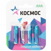 Батарейка AAA LR03 Космос Alkaline 1.5V (4 шт. в блистере) Батарейка AAA LR03 Космос Alkaline 1.5V (4 шт. в блистере)