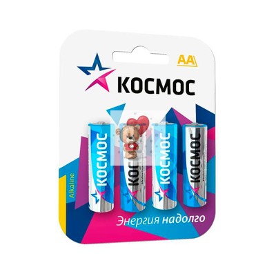 Батарейка AA LR6 Космос Alkaline 1.5V (4 шт. в блистере) Батарейка AA LR6 Космос Alkaline 1.5V (4 шт. в блистере)