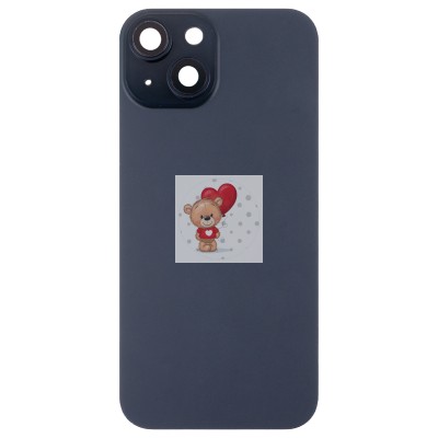 Задняя крышка для Apple iPhone 15 в сборе со стеклом камеры (черная) (стекло, логотип) - Премиум