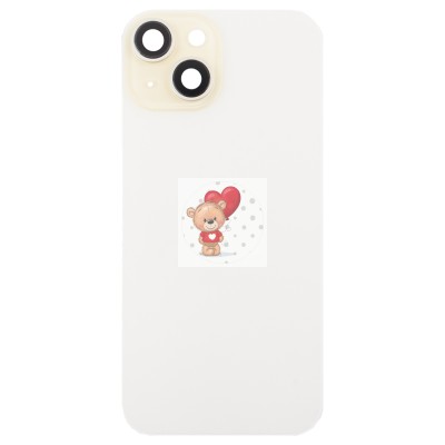 Задняя крышка для Apple iPhone 15 в сборе со стеклом камеры (желтая) (стекло, логотип) - Премиум