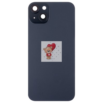 Задняя крышка для Apple iPhone 15 Plus в сборе со стеклом камеры (черная) (стекло, логотип) - Премиум