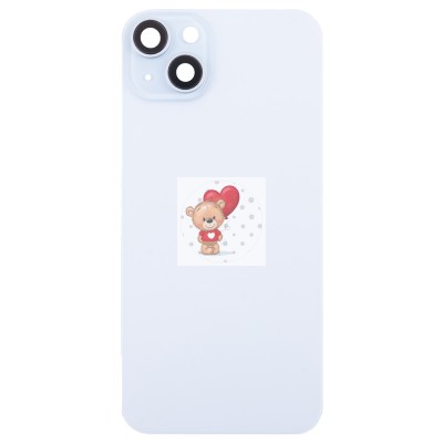 Задняя крышка для Apple iPhone 15 Plus в сборе со стеклом камеры (голубая) (стекло, логотип) - Премиум