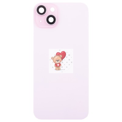 Задняя крышка для Apple iPhone 15 Plus в сборе со стеклом камеры (розовая) (стекло, логотип) - Премиум