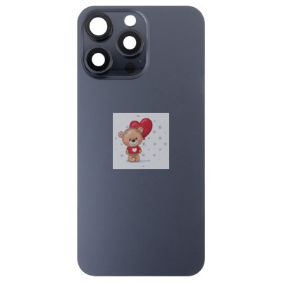 Задняя крышка для Apple iPhone 15 Pro Max в сборе со стеклом камеры (черная) (стекло, логотип) - Премиум