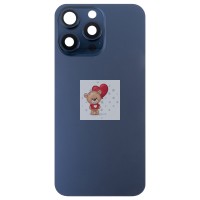 Задняя крышка для Apple iPhone 15 Pro Max в сборе со стеклом камеры (синяя) (стекло, логотип) - Премиум Задняя крышка для Apple iPhone 15 Pro Max в сборе со стеклом камеры (синяя) (стекло, логотип) - Премиум