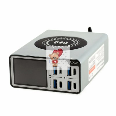 Зарядная станция Aixun DP20 (200W, 8 портов 4USB-QC3.0/4Type-C-PD, Qi 15W, LCD)