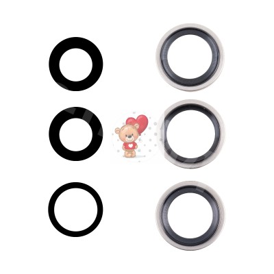 Стекло камеры для iPhone 16 Pro/iPhone 16 Pro Max (комплект 3 шт.) Серый