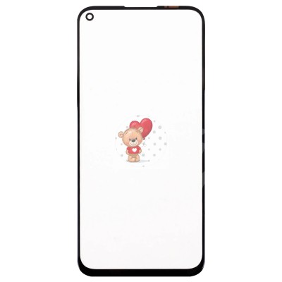 Стекло модуля для Huawei P40 Lite в сборе с OCA пленкой Черный - OR (Mitsubishi)