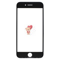 Стекло модуля для Apple iPhone 7 в сборе с рамкой и OCA пленкой Черный - OR (Mitsubishi)