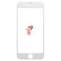 Стекло модуля для Apple iPhone 7 в сборе с рамкой и OCA пленкой Белый - OR (Mitsubishi)