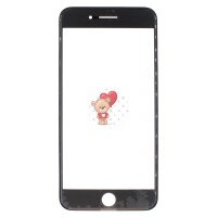 Стекло модуля для Apple iPhone 8 Plus в сборе с рамкой и OCA пленкой Черный - OR (Mitsubishi)
