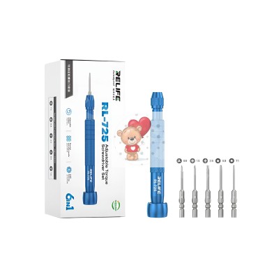 Отвертка Relife RL-725 (5 насадок, магнитная, динамометрическая 0,5 кгс/см2 ) Отвертка Relife RL-725 (5 насадок, магнитная, динамометрическая 0,5 кгс/см2 )