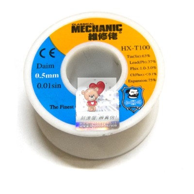 Припой-катушка Mechanic 0,5мм HX-T100 45гр Sn:63% pb:37% Припой-катушка Mechanic 0,5мм HX-T100 45гр Sn:63% pb:37%