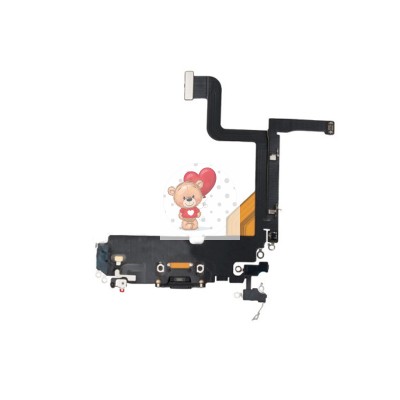 Шлейф для iPhone 13 Pro на системный разъем/микрофон Черный - Премиум Шлейф для iPhone 13 Pro на системный разъем/микрофон Черный - Премиум