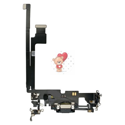 Шлейф для iPhone 12 Pro Max на системный разъем/микрофон Черный - Премиум Шлейф для iPhone 12 Pro Max на системный разъем/микрофон Черный - Премиум