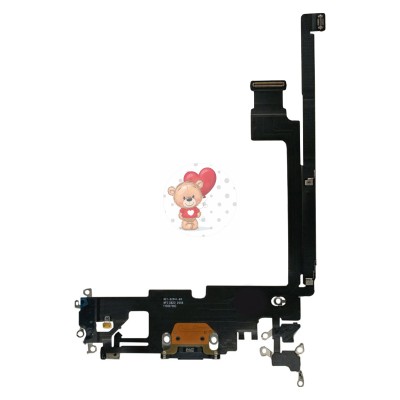 Шлейф для iPhone 12 Pro Max на системный разъем/микрофон Черный - Премиум Шлейф для iPhone 12 Pro Max на системный разъем/микрофон Черный - Премиум