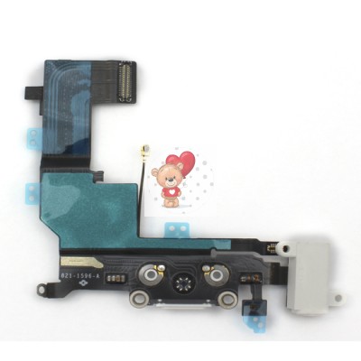 Шлейф для iPhone 5S на системный разъем/разъем гарнитуры/микрофон Белый Шлейф для iPhone 5S на системный разъем/разъем гарнитуры/микрофон Белый