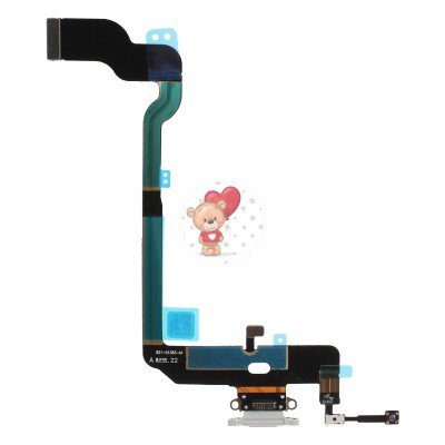 Шлейф для iPhone Xs на системный разъем/микрофон Серебро