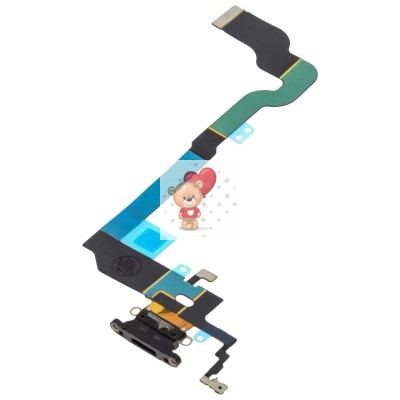 Шлейф для iPhone X на системный разъем/микрофон Черный - Премиум