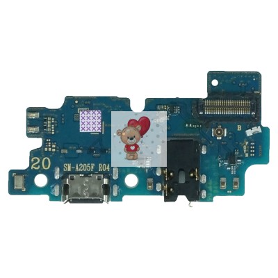 Шлейф для Samsung A205F (A20) плата системный разъем/разъем гарнитуры/микрофон - Премиум