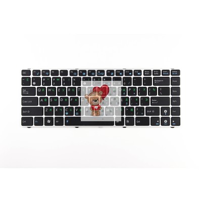 Клавиатура для Asus UL30 с серебристой рамкой p/n: 0KN0-FS1HE03, 04GNWT1KHE00-3, 9J.N1M82.30H Клавиатура для Asus UL30 с серебристой рамкой p/n: 0KN0-FS1HE03, 04GNWT1KHE00-3, 9J.N1M82.30H